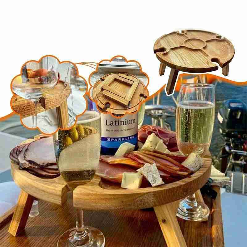 💥Wooden Outdoor Folding Picnic Table💥With Glass Holder