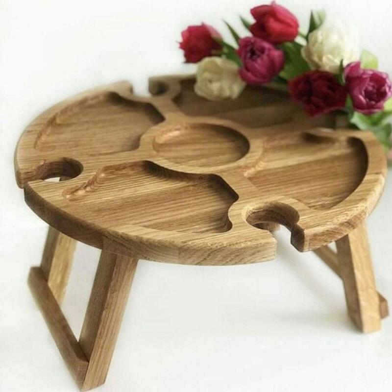 💥Wooden Outdoor Folding Picnic Table💥With Glass Holder