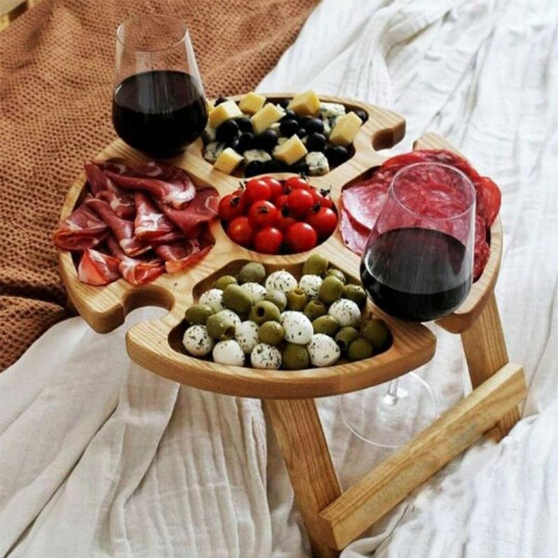 💥Wooden Outdoor Folding Picnic Table💥With Glass Holder
