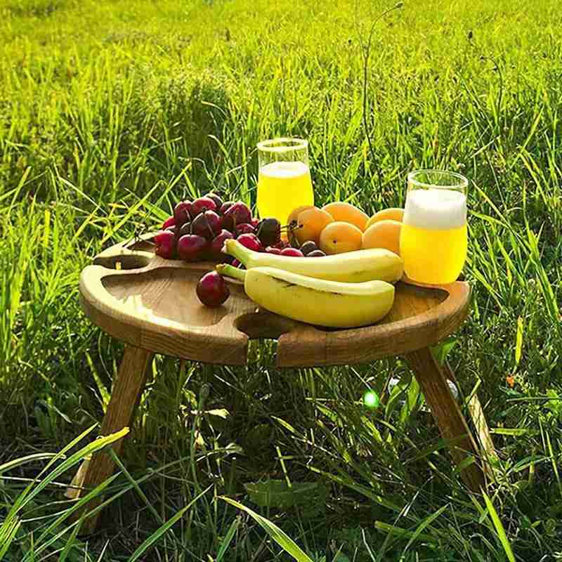 💥Wooden Outdoor Folding Picnic Table💥With Glass Holder
