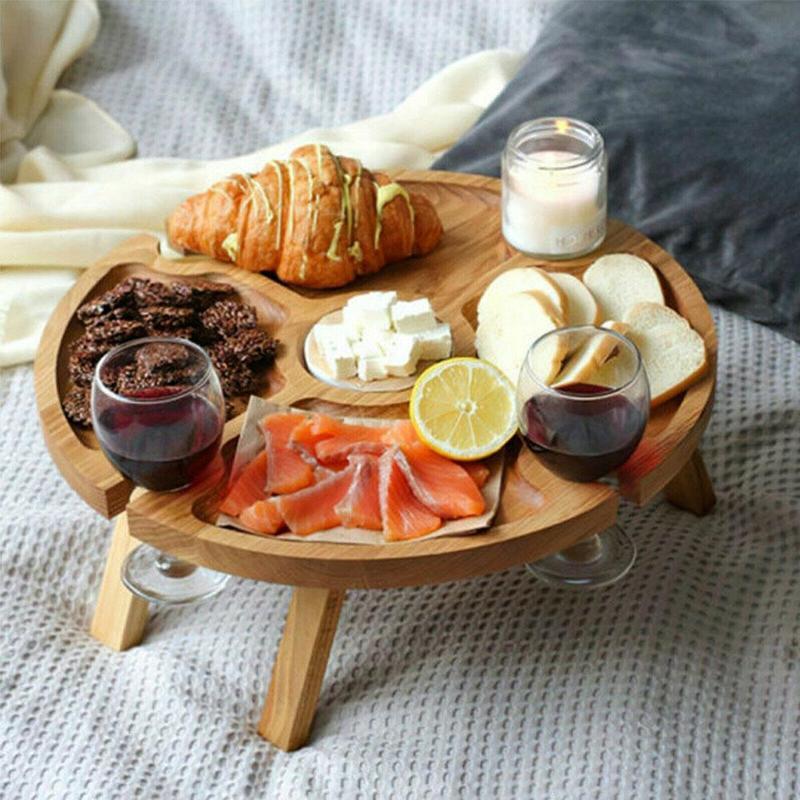 💥Wooden Outdoor Folding Picnic Table💥With Glass Holder