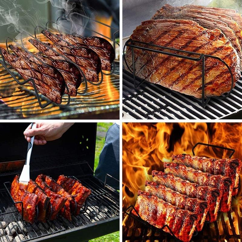 Pit King™ Stainless Steel Non-Stick BBQ Rib Rack
