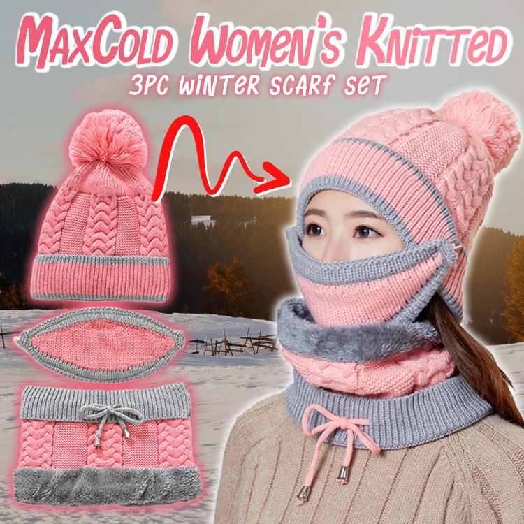 MaxCold 3PC Women’s Knitted Winter Scarf Set
